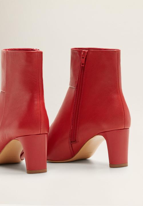MANGO - Isabel leather ankle boot - red
