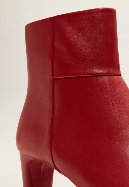 MANGO - Isabel leather ankle boot - red