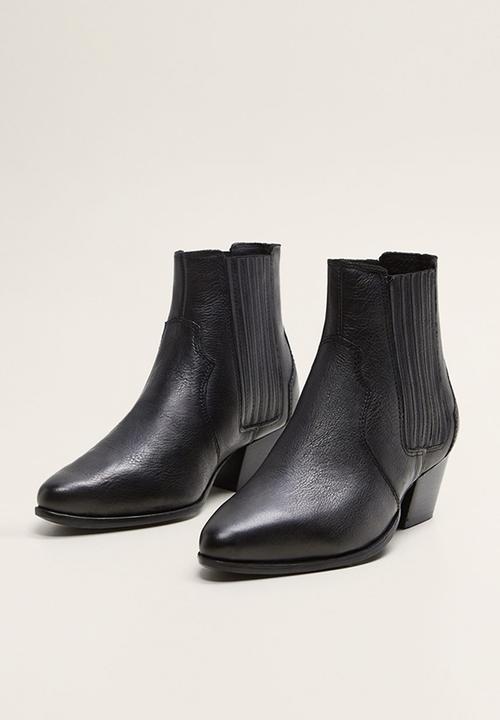 MANGO - Hannover leather ankle boot - black