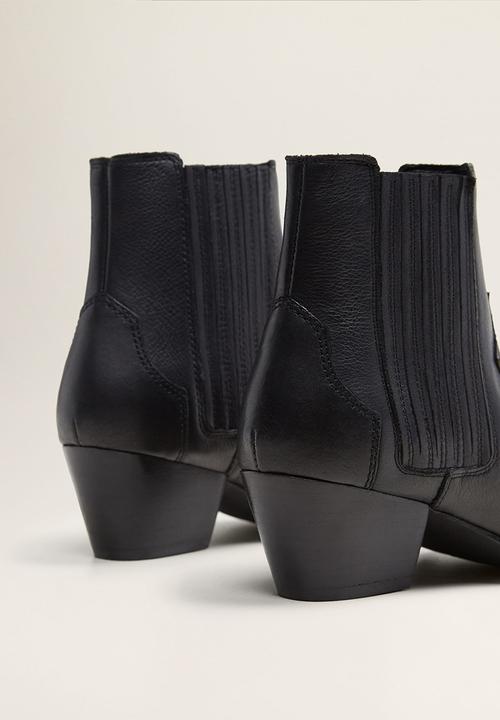 MANGO - Hannover leather ankle boot - black