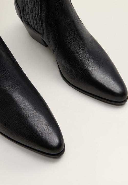 MANGO - Hannover leather ankle boot - black