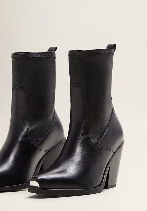 MANGO - Tierra leather ankle boot - black