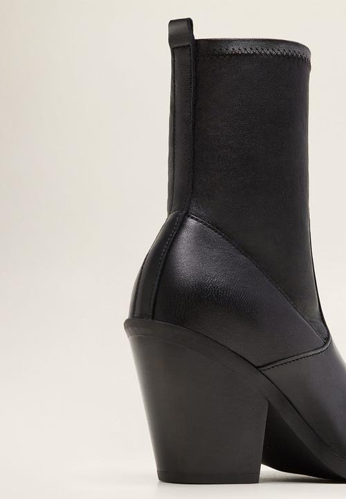 MANGO - Tierra leather ankle boot - black