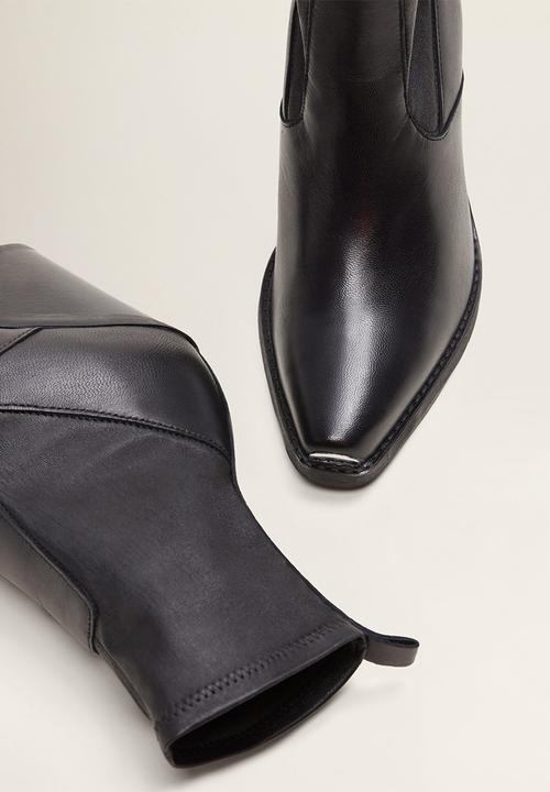 MANGO - Tierra leather ankle boot - black
