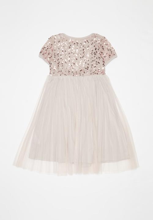 Pop Candy - Embroidered sequin combo dress - dusty pink