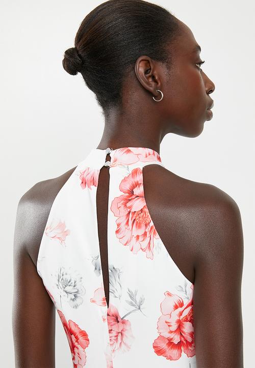 New Look - Agnes peplum top - white & coral