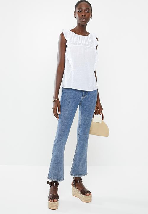 New Look - Cherry lace top - white