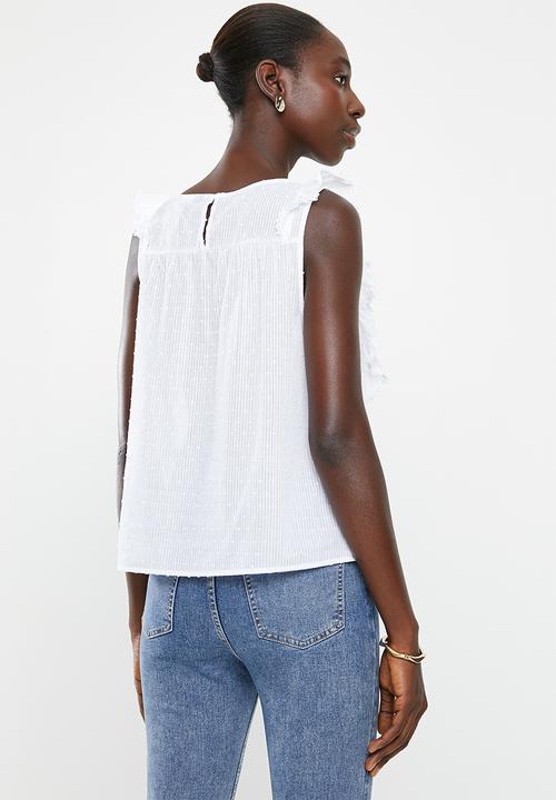 New Look - Cherry lace top - white