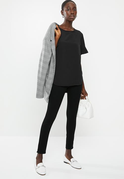 New Look - Charlie frill sleeve tee - black