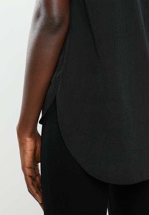New Look - Charlie frill sleeve tee - black