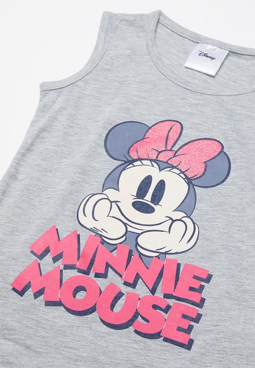 Pop Candy - Girls tie front Minnie Mouse tee - grey