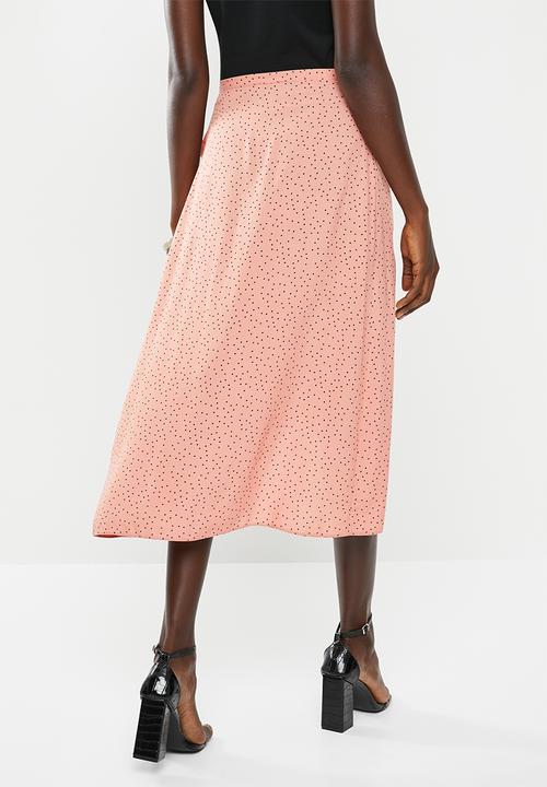New Look - Ria spot wrap midi skirt - pink