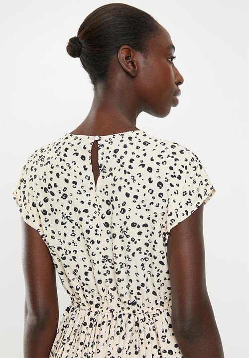 New Look - Animal pleated mini dress - cream