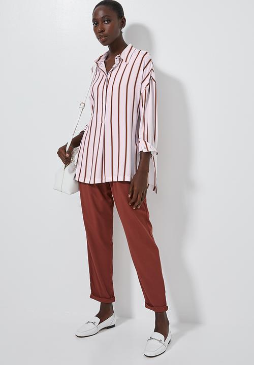 Superbalist - Longline shirt - rust & white 