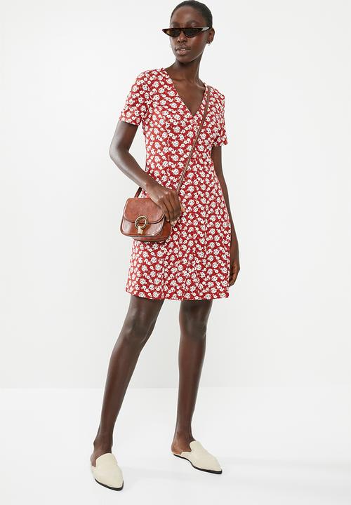 New Look - Floral mini dress - red