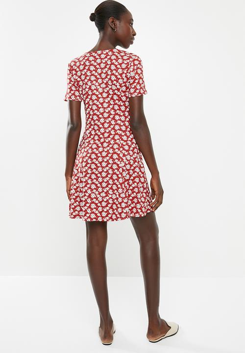 New Look - Floral mini dress - red
