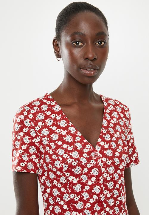 New Look - Floral mini dress - red