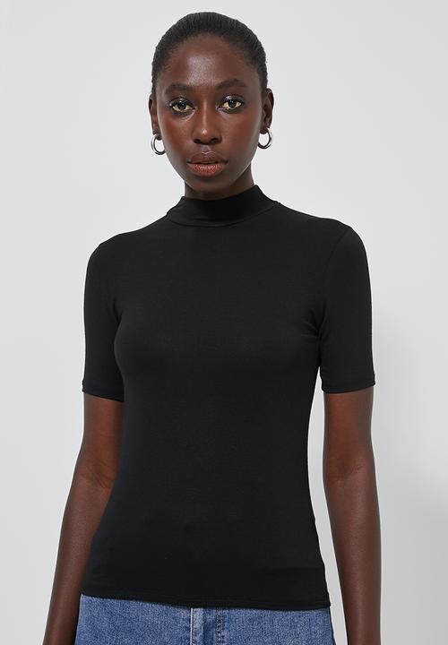 Superbalist - 2 Pack fitted high neck funnel neck tee - white & black