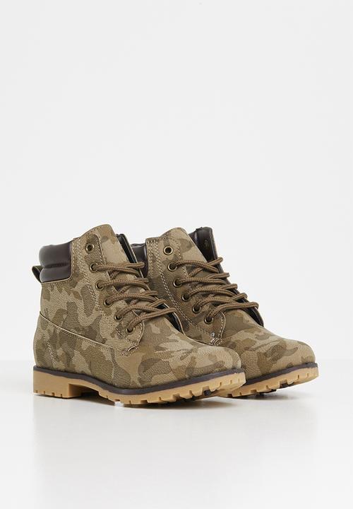 Pop Candy - Camo printed boot - brown & tan