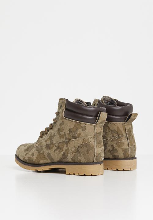 Pop Candy - Camo printed boot - brown & tan