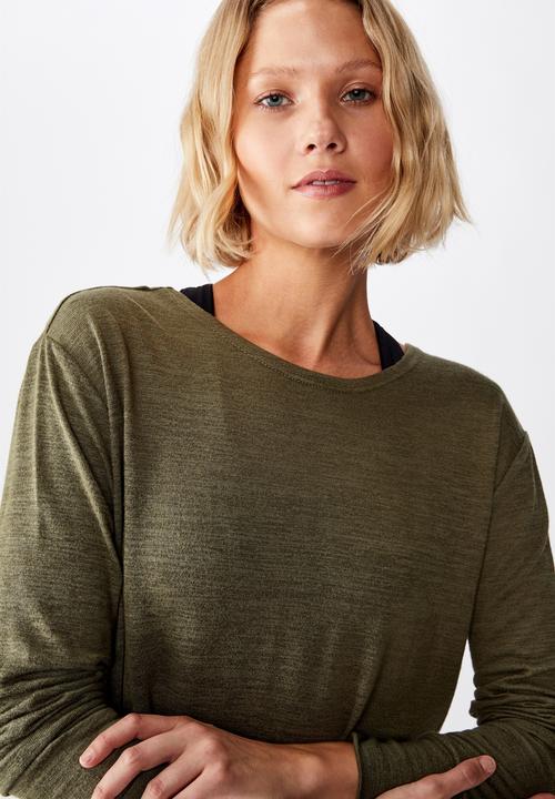 Cotton On - Back twist long sleeve top - khaki