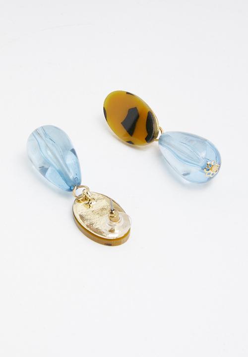 Superbalist - Resin animal print earrings - brown & blue