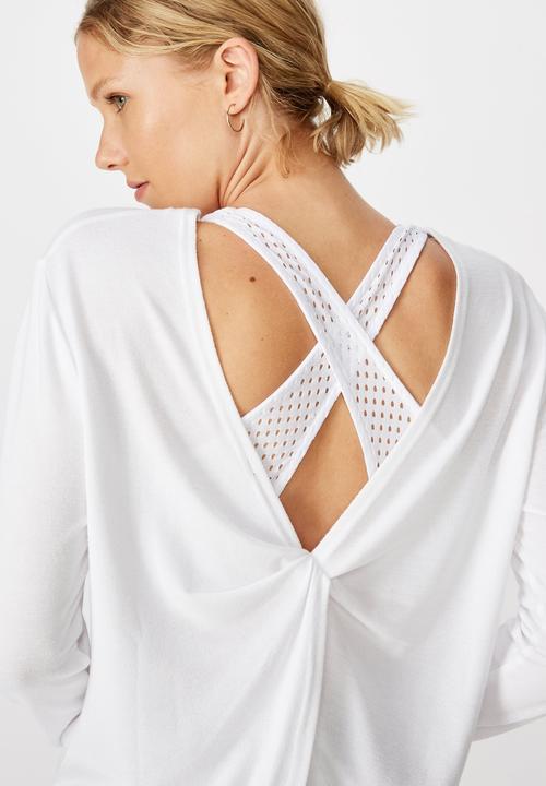 Cotton On - Back twist long sleeve top - white