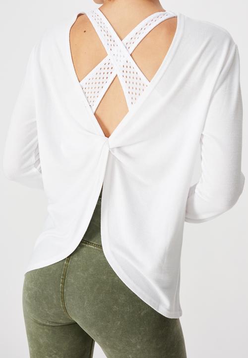 Cotton On - Back twist long sleeve top - white