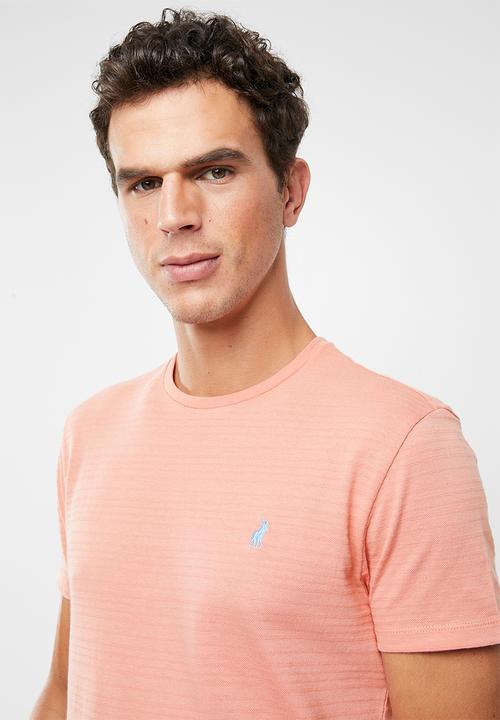 POLO - William self stripe crew neck short sleeve T-shirt - peach