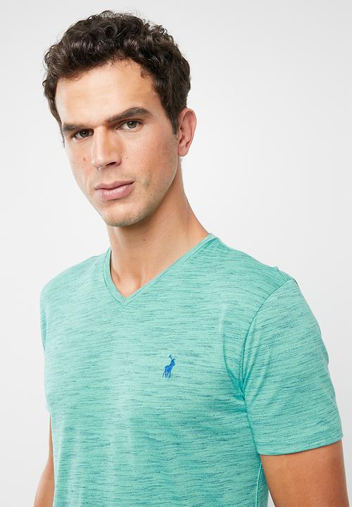 POLO - Oliver space dye V-neck short sleeve T-shirt - turquoise