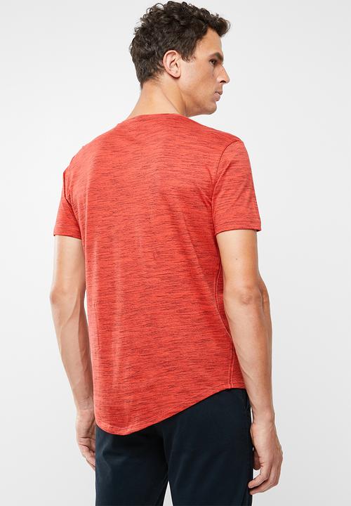 POLO - Oliver space dye V-neck short sleeve T-shirt - tangerine