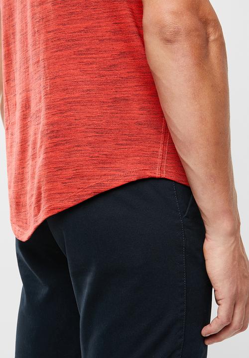 POLO - Oliver space dye V-neck short sleeve T-shirt - tangerine