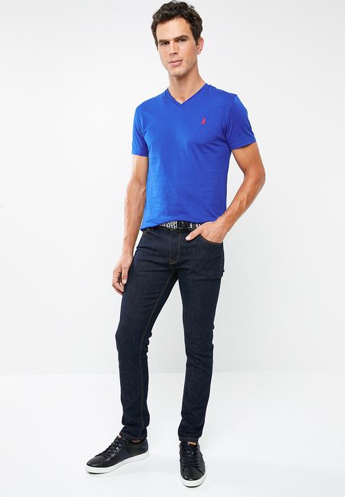 POLO - Michael plain V-neck short sleeve T-shirt - Cobalt