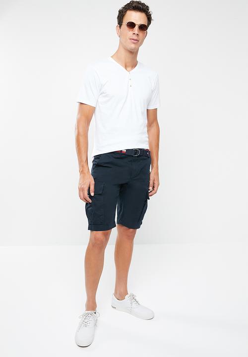 Tommy Hilfiger - John cargo shorts & twill belt - navy
