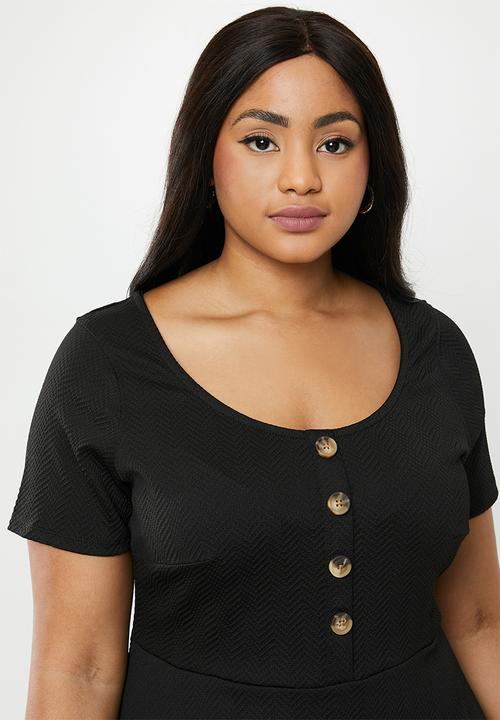 New Look - Curves button through dress - black