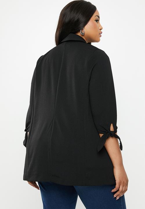 New Look - Curves tie sleeve riverpool blazer - black
