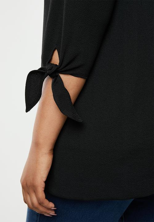 New Look - Curves tie sleeve riverpool blazer - black
