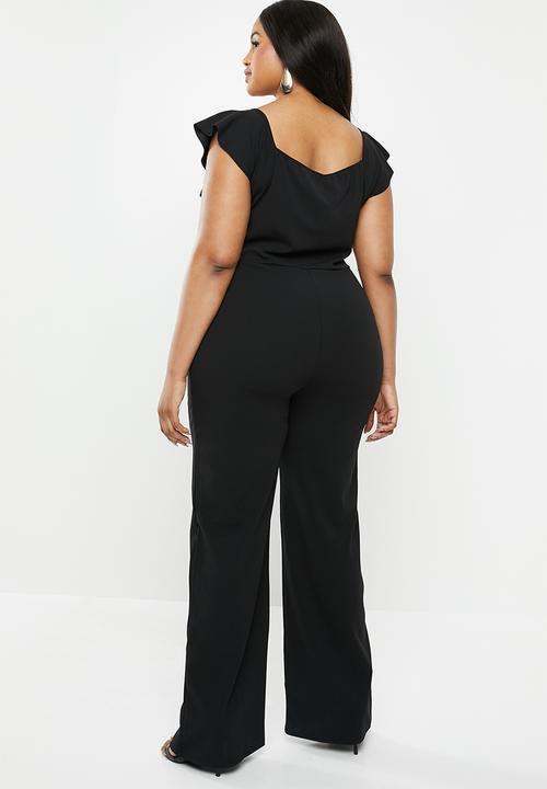 Missguided - Curve cross front frill jumpsuit - black