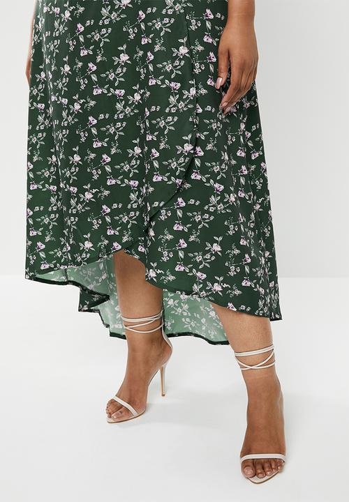 Missguided - Curve high low wrap dress - green