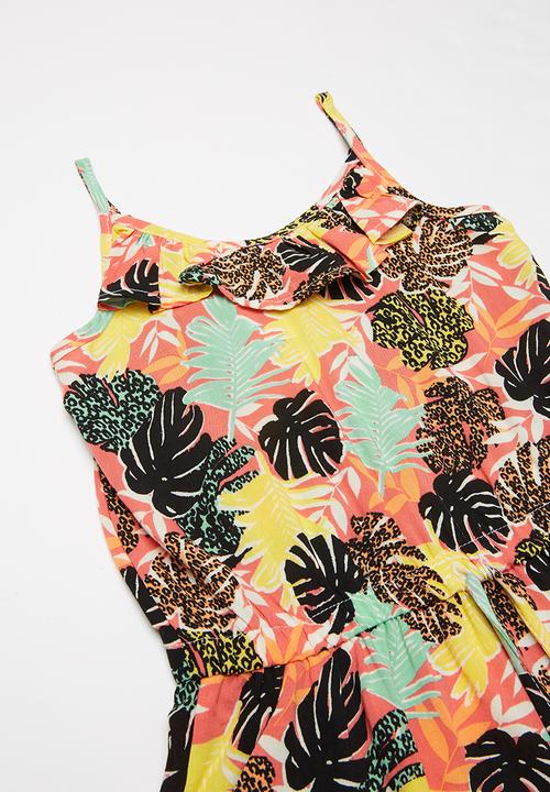 Rebel Republic - Girls ruffle neck playsuit - multi 