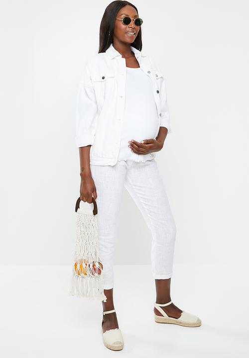 Cotton On - Maternity lettuce edge scoop short sleeve top - white