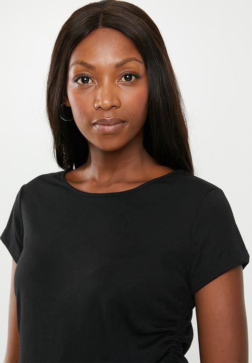 Cotton On - Maternity side tie short sleeve top - black