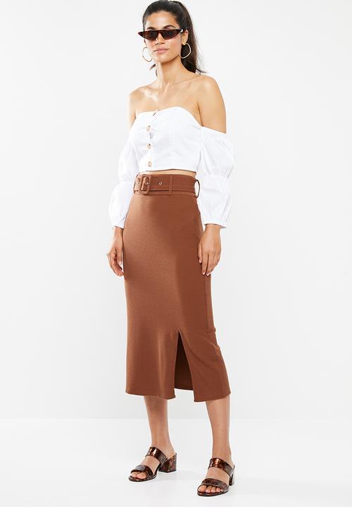 Glamorous - Midi slit skirt - rust