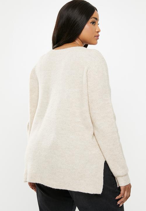 Carmakoma - Shenne long sleeve v-neck pullover - neutral 
