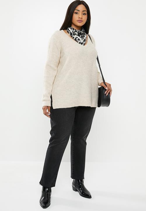 Carmakoma - Shenne long sleeve v-neck pullover - neutral 