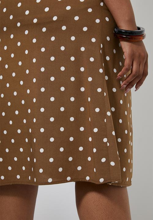 Superbalist - Midi slip skirt - brown & white