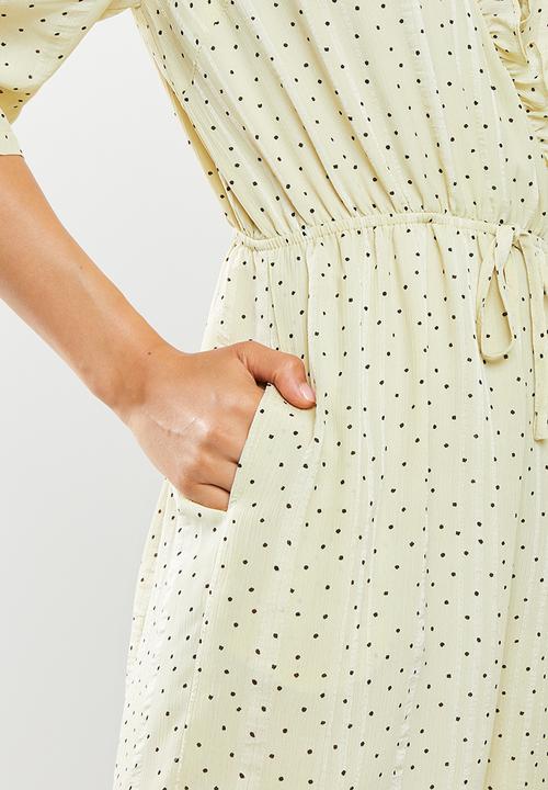 Glamorous - V- neck playsuit - cream & black