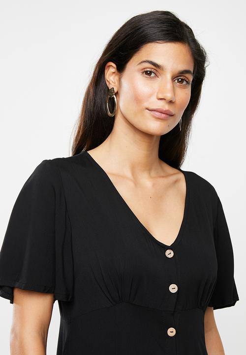 Me&B - Long button through dress - black