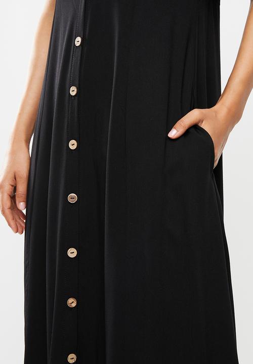 Me&B - Long button through dress - black