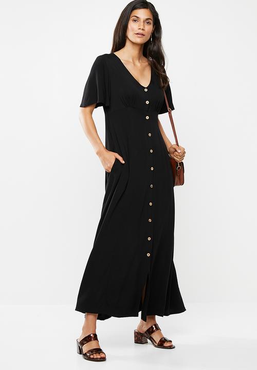 Me&B - Long button through dress - black